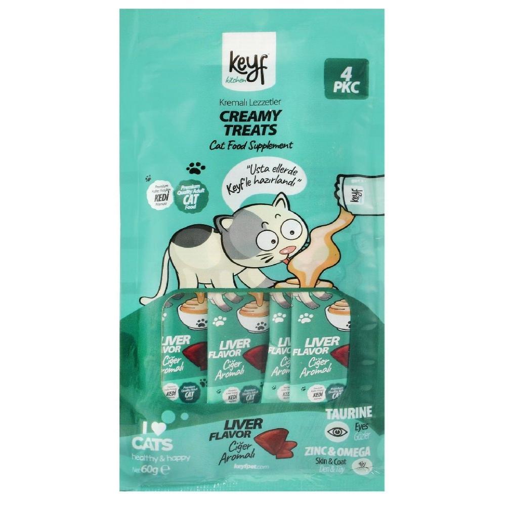 Keyf Creamy Treat Sachets liver Flavor for Adult Cats 4 pcs