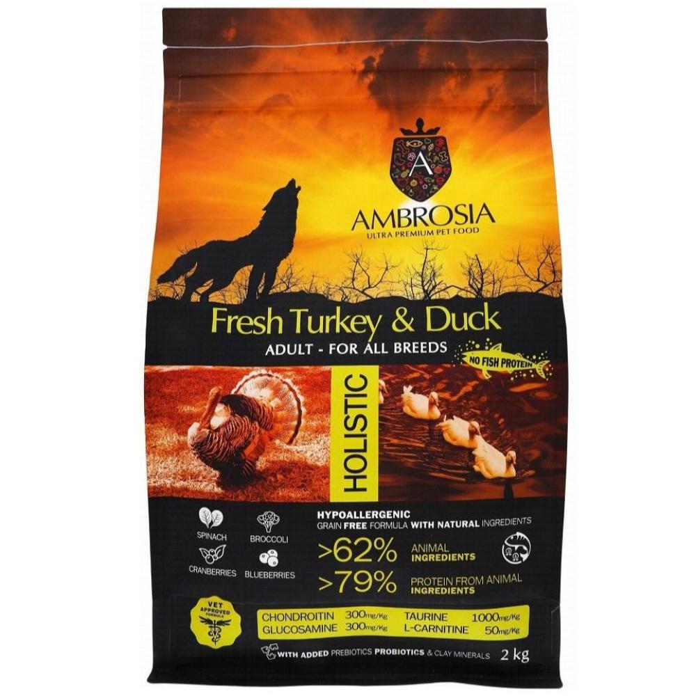 Ambrosia Dry Food with Turkey and Duck for Adult Dogs 2 kg