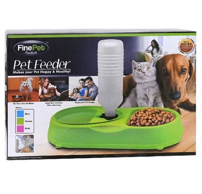 Dual Pet Bowl with Water Refil Finepet Blue