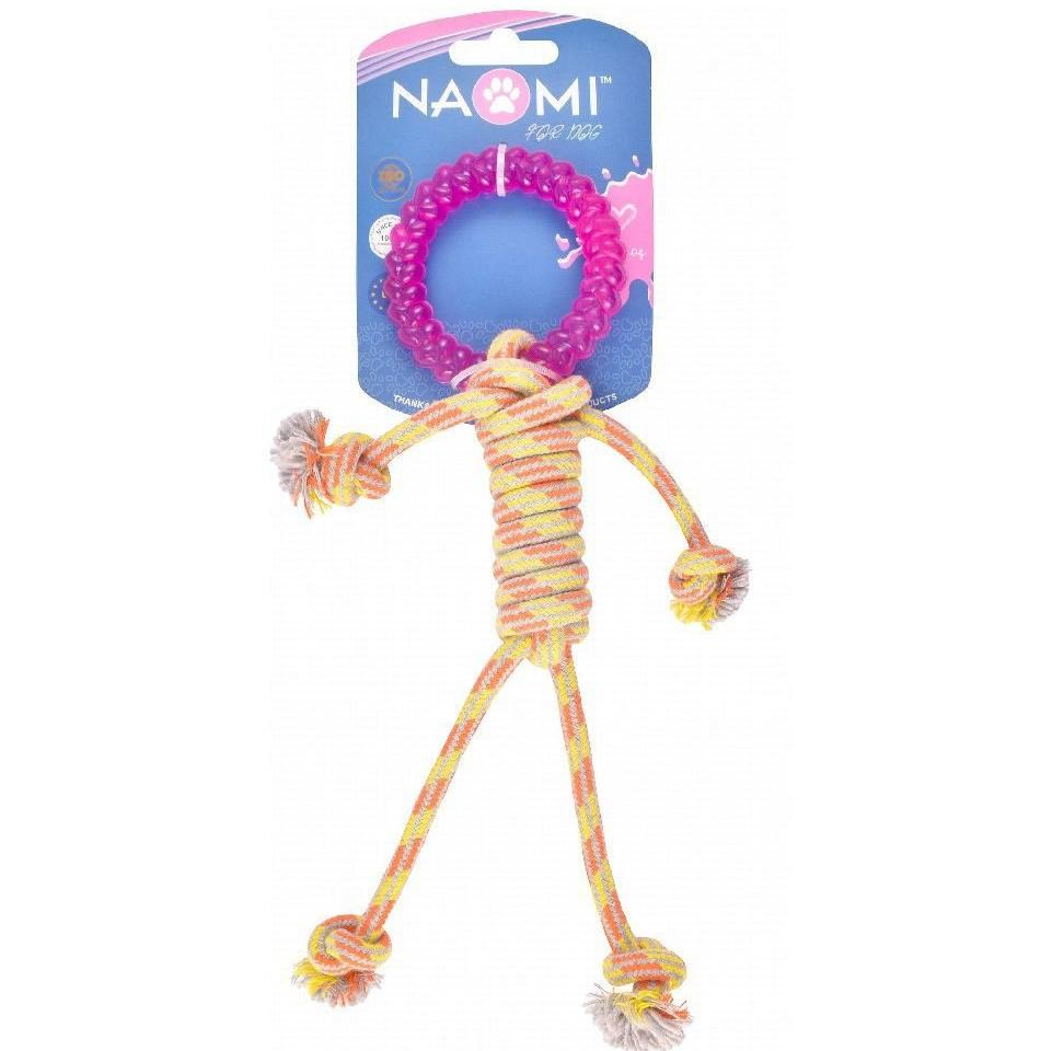 Naomi Pet Yellow Cotton Rope With Pink Ring Tug Toy