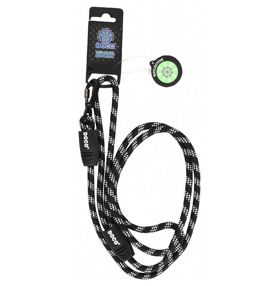 Doco Black And White Large Reflective Rope Dog Leash