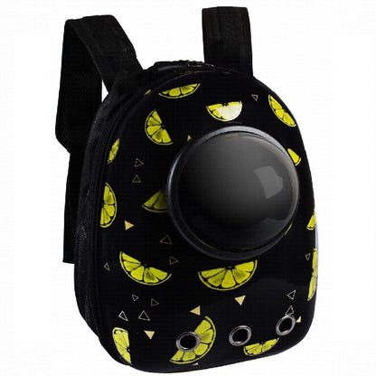 Yabe Pet Carrier Backpack With Window Black With Lemons