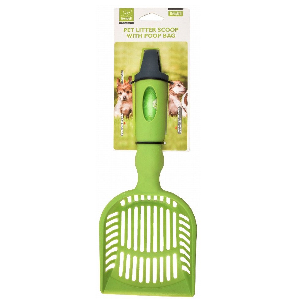 Nunbell green Pet Litter Scoop with Poop Bags