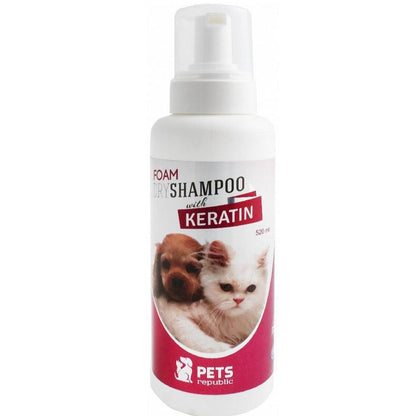 Pets Republic Foam Dry Shampoo Antibacterial  With Keratin 520 Ml