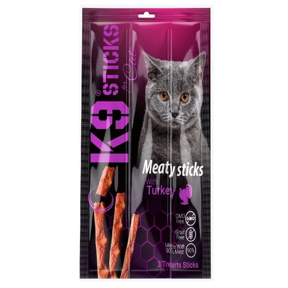 مكافآت القطط K9 Meaty Sticks مع الديك الرومي 3 قطع