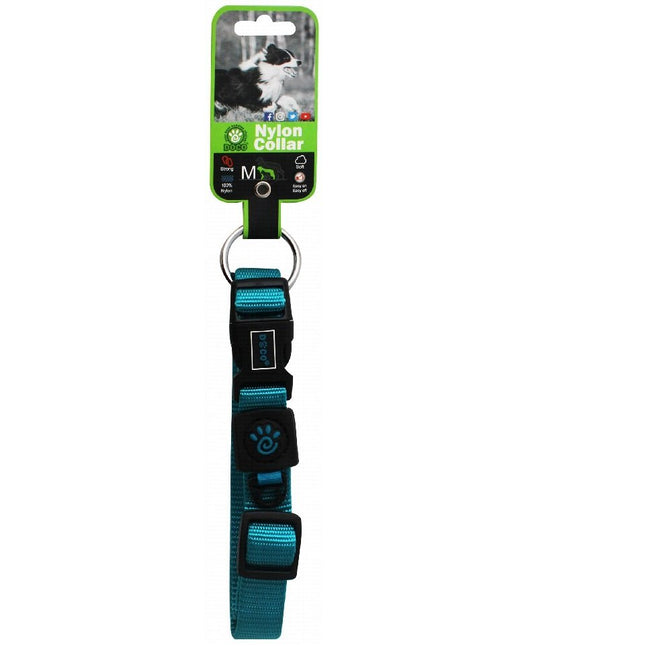 Doco Medium Turquoise Nylon Dog Collar with O-Ring 35 to 51 in 2 cm