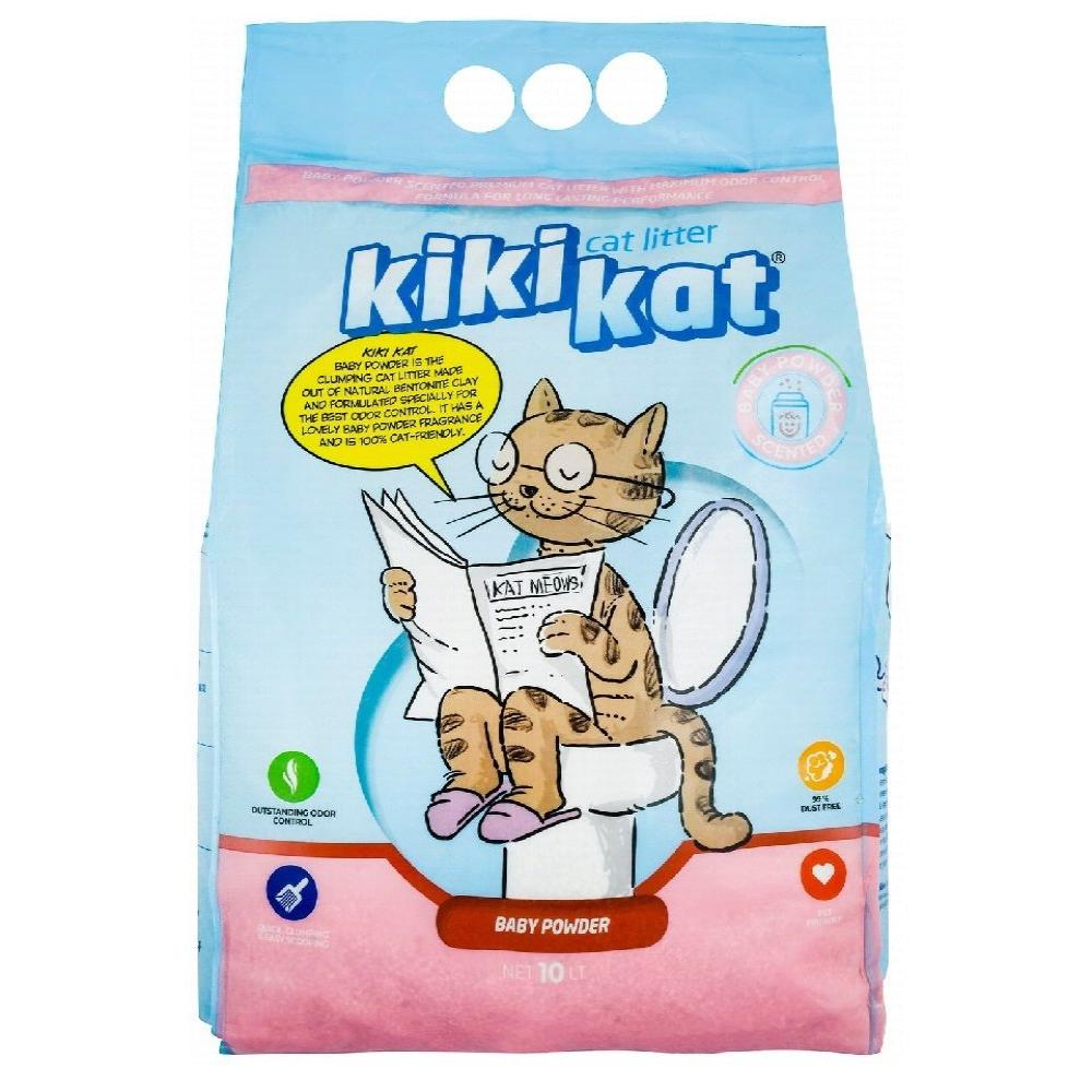 Kiki Kat White Bentonite Clumping Cat Litter Baby Powder 10 l