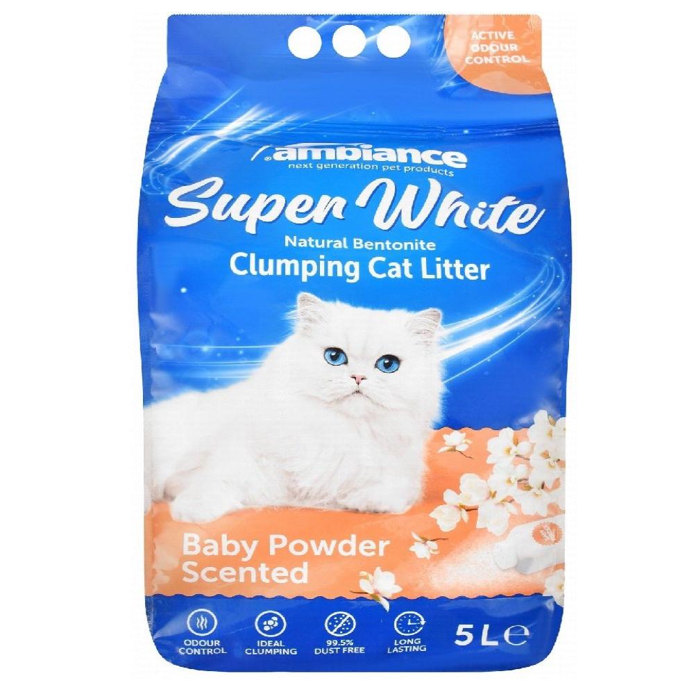 Ambiance White Bentonite Clumping Cat Litter Baby Powder Scent 5L