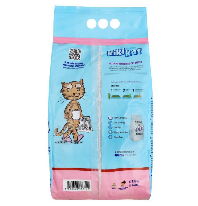 كيكي كات، رمل قطط أبيض متكتّل من بنتونيت، بودرة أطفال، 5 لتر