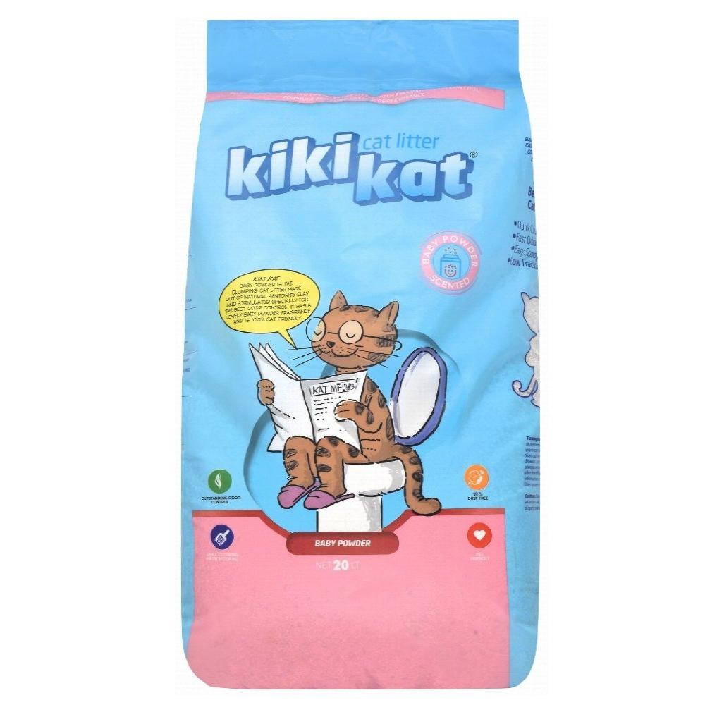 Kiki Kat White Bentonite Clumping Cat Litter Baby Powder 20 L