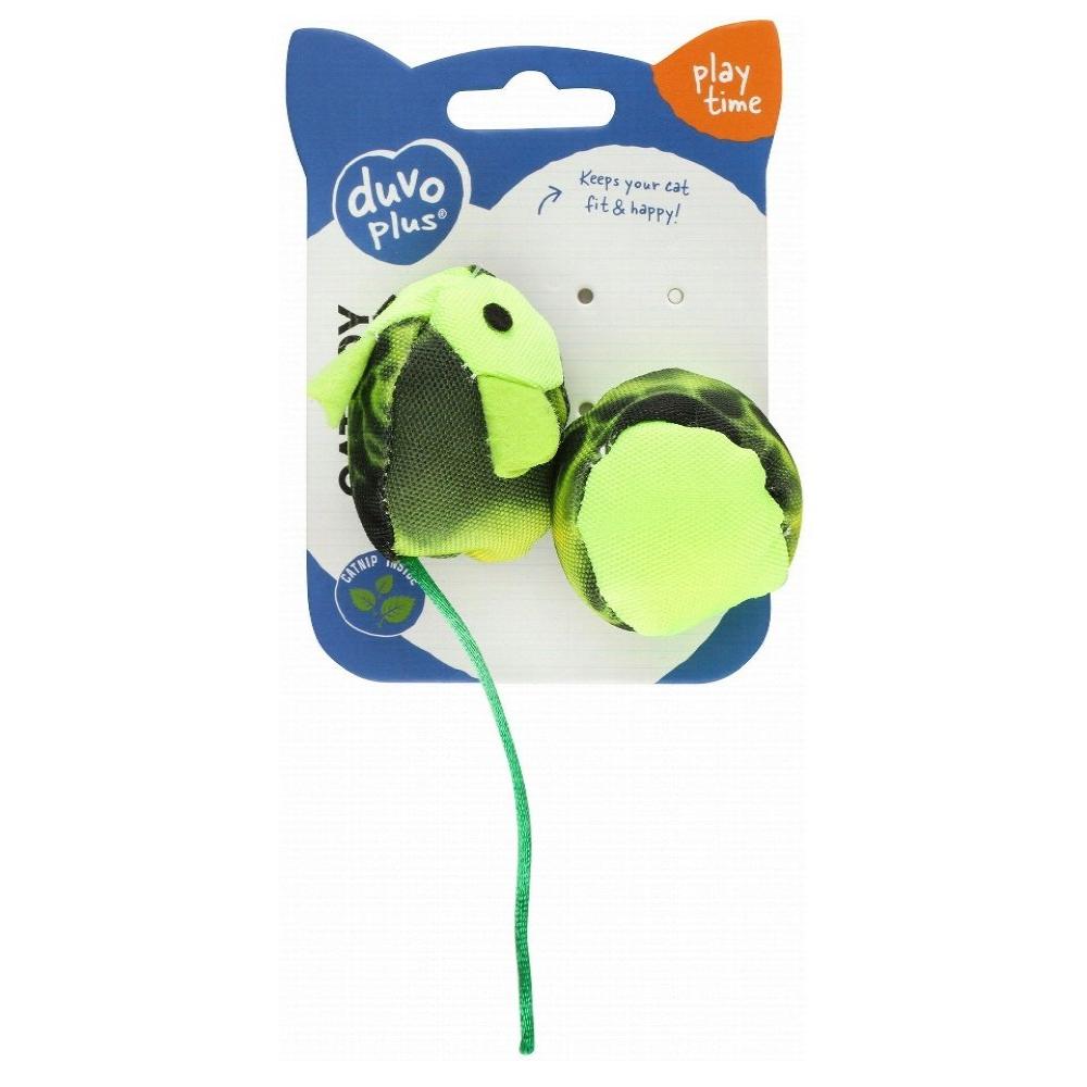 Duvo Plus Neon Green Plush Catnip Toys 2 per pack