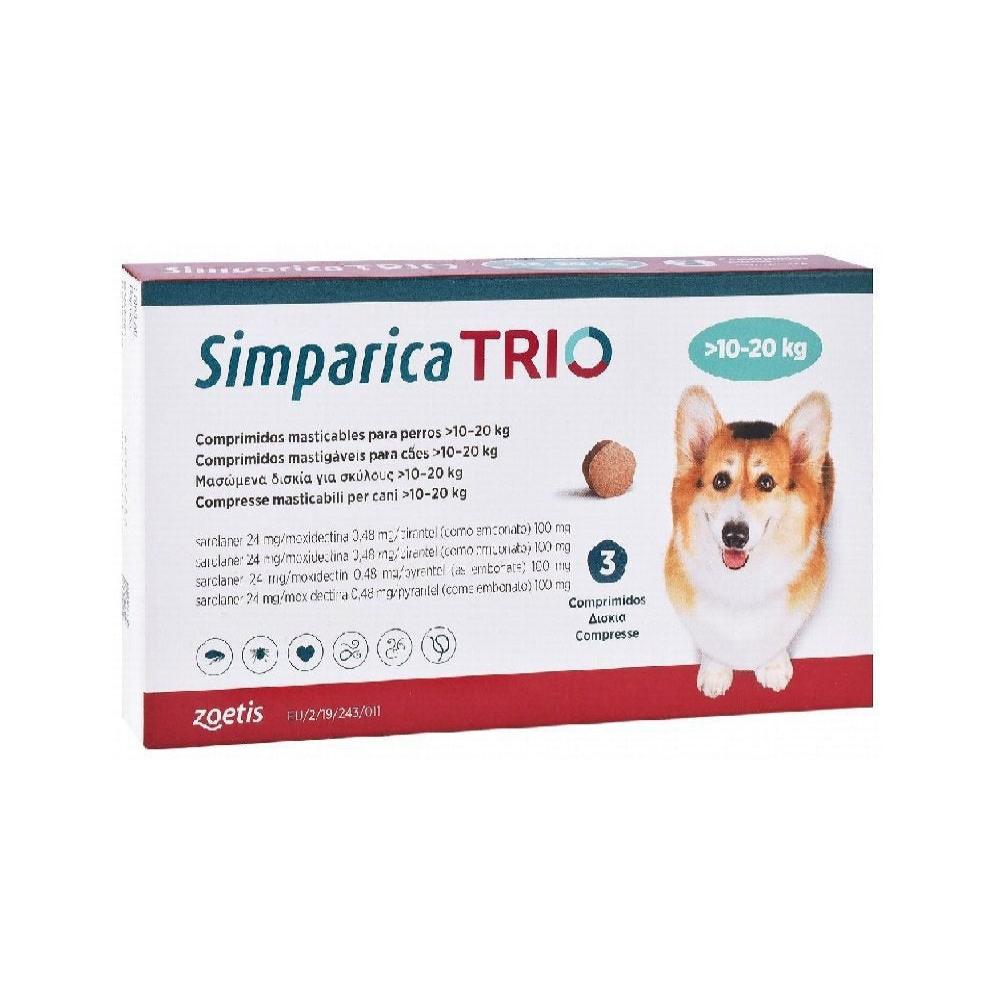 Simparica Zoetis Trio Flea And Tick Chewable Tablets for Dogs (10-20 kg)