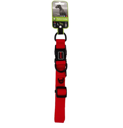 Doco Large red Double D-Ring Nylon Dog Collar 45 to 68 in 2.5cm