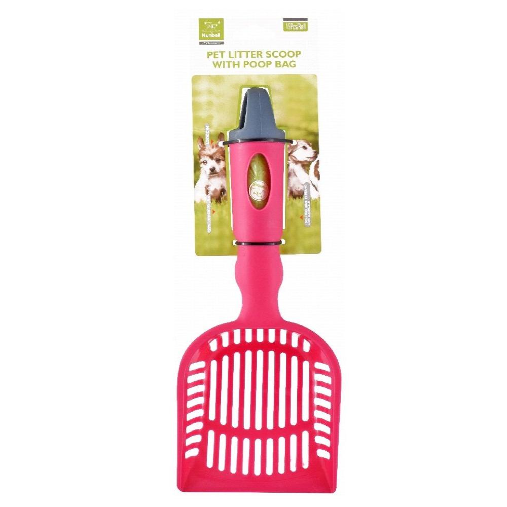 Nunbell red Pet Litter Scoop with Poop Bags