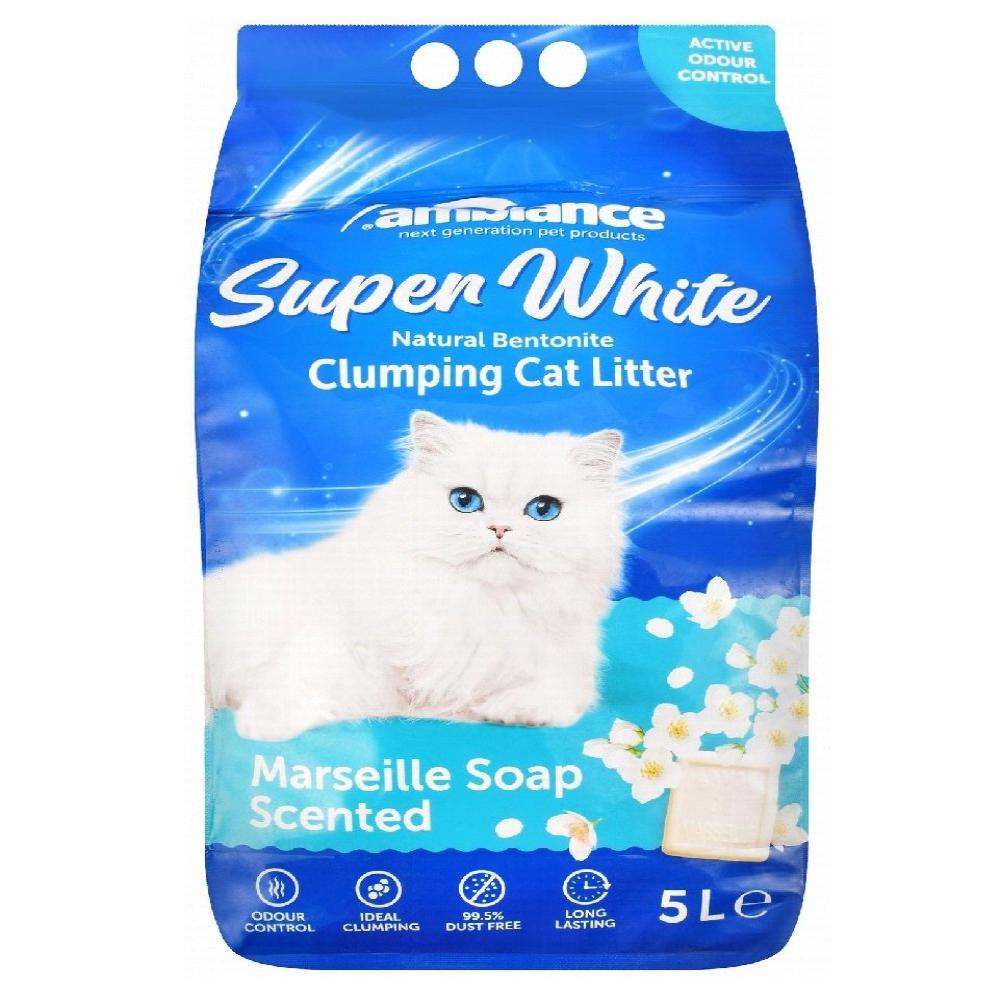 Ambiance White Bentonite Clumping Cat Litter Marseille Soap Scent 5 L