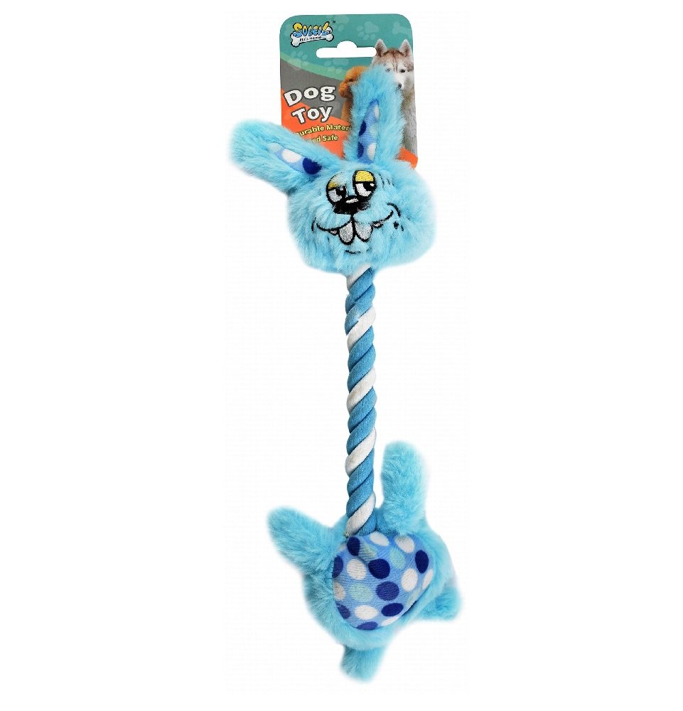 Soleil Light Blue Rabbit Shaped Dog Tug Toy