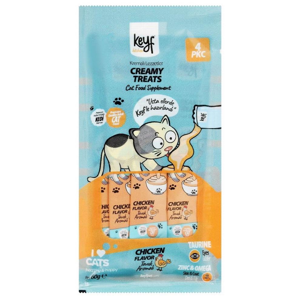 Keyf Creamy Treat Sachets chicken Flavor for Adult Cats 4 pcs