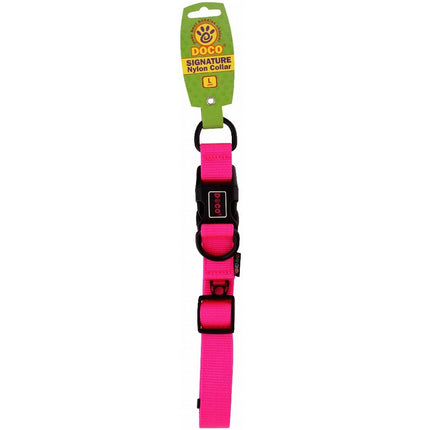 Doco Large pink Double D-Ring Nylon Dog Collar 45 to 68 in 2.5cm
