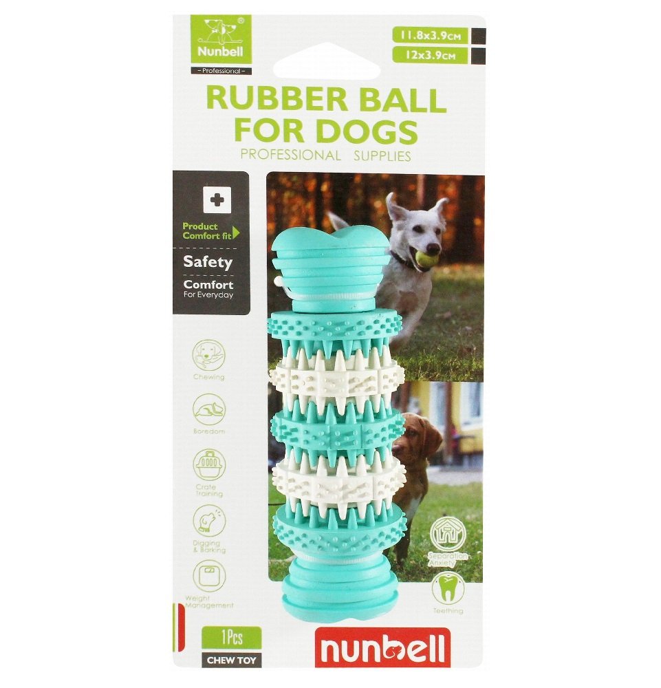 Nunbell Turquoise and White Bone Shaped Dog Chew Toy