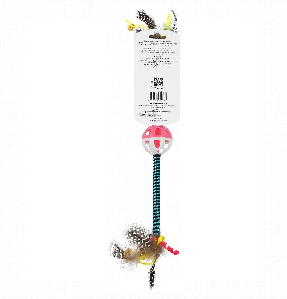 Naomi Multicolored Cat Toy with Ball &amp;amp; Feathers 1pcs