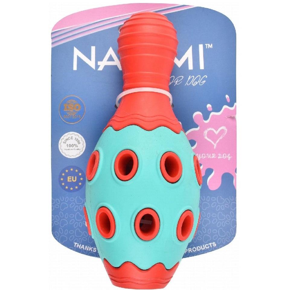 Naomi Bowling Dog Chew Toy in Blue and Red