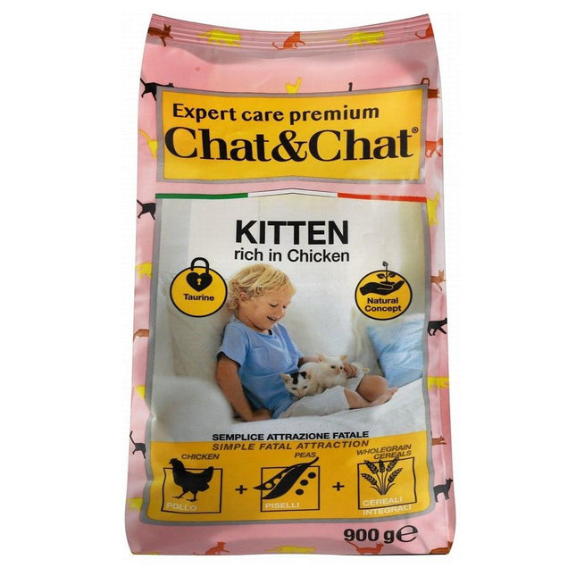 Chat and Chat Dry Food with Chicken and  Peas for Kittens 900gr