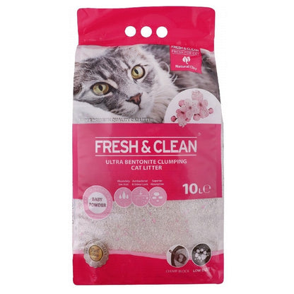 Fresh And Clean Bentonite Ultra Clumping Litter Baby Powder 10 L