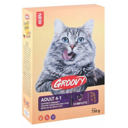 Groovy Complete Dry Food With Chicken For Adult Cats 750 gr