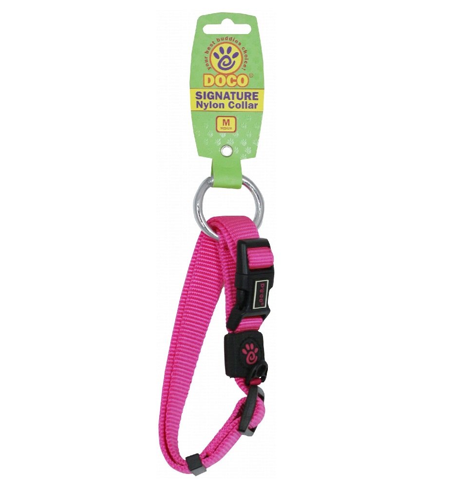 Doco Medium Pink Nylon O-Ring Dog Collar 35 to 51 in 2cm