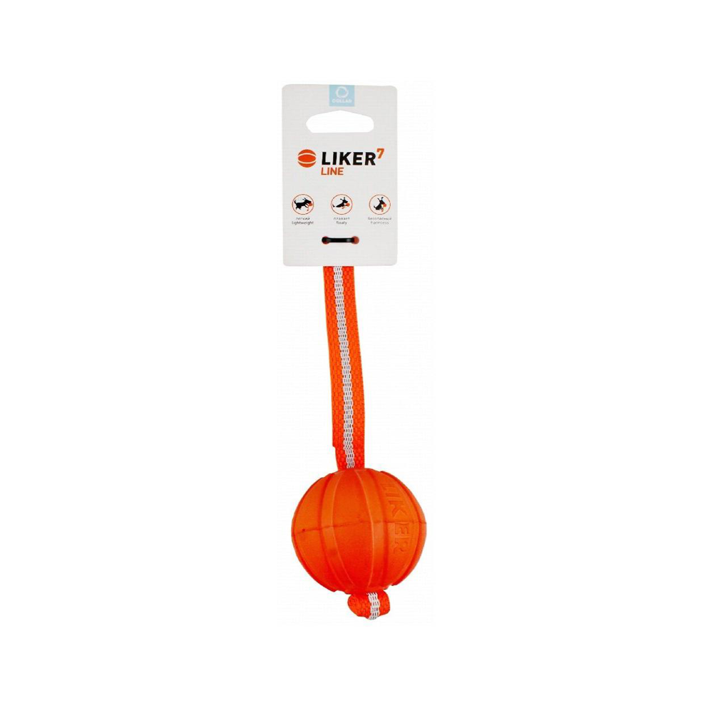 Collar Liker Line 7 Orange Ball Dog Toy with Hand Grip