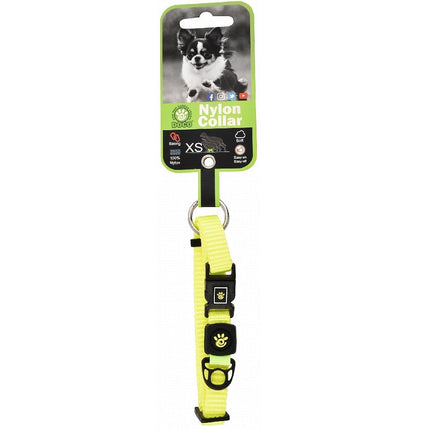 Doco XS Neon Green Nylon Dog Collar 21 to 30 in 1cm