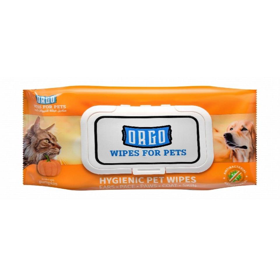 Orgo Pet Wet Wipe Glove Pumpkin Scent 48 wipes