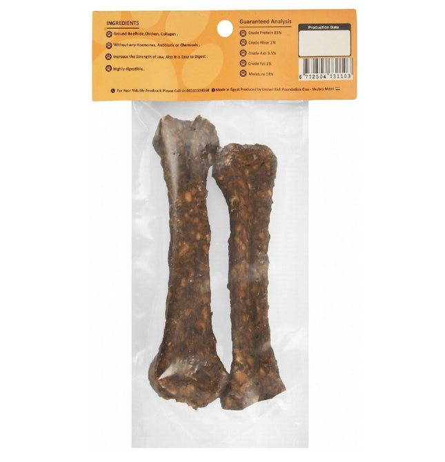 وجبة الكلاب الغنية ذات العظم المزدوج مع الدجاج، قطعتان