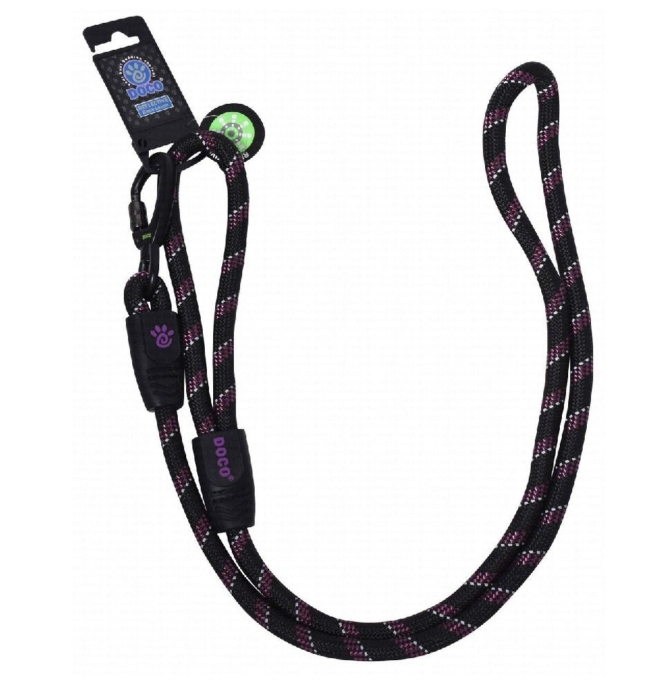 Doco Black and Purple Reflective Polyester Dog Leash 150 cm