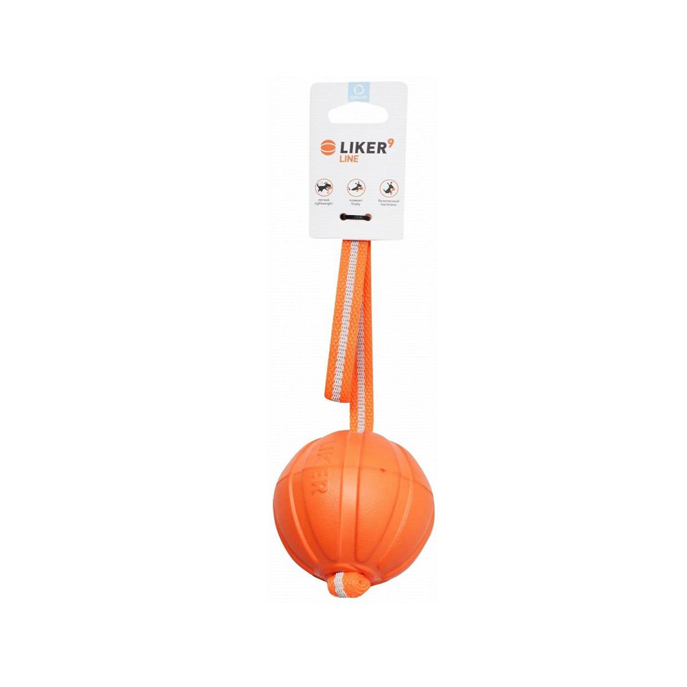 Collar Liker Line 9 Orange Ball Dog Toy with Hand Grip