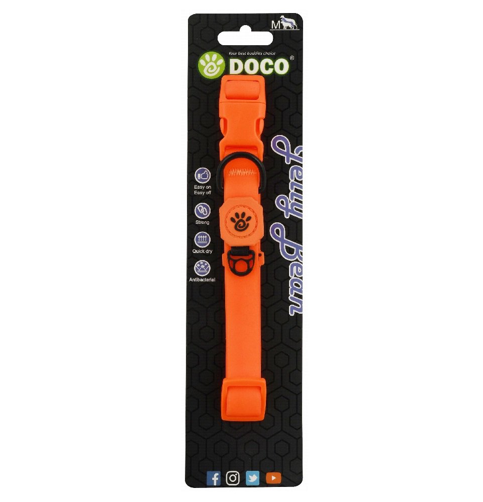 Doco Jelly Bean Antibacterial Dog Collar Medium Orange 2 cm