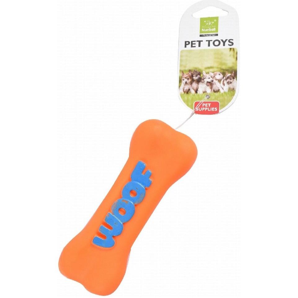 Nunbell Orange Bone Shape Chew Dog Toy