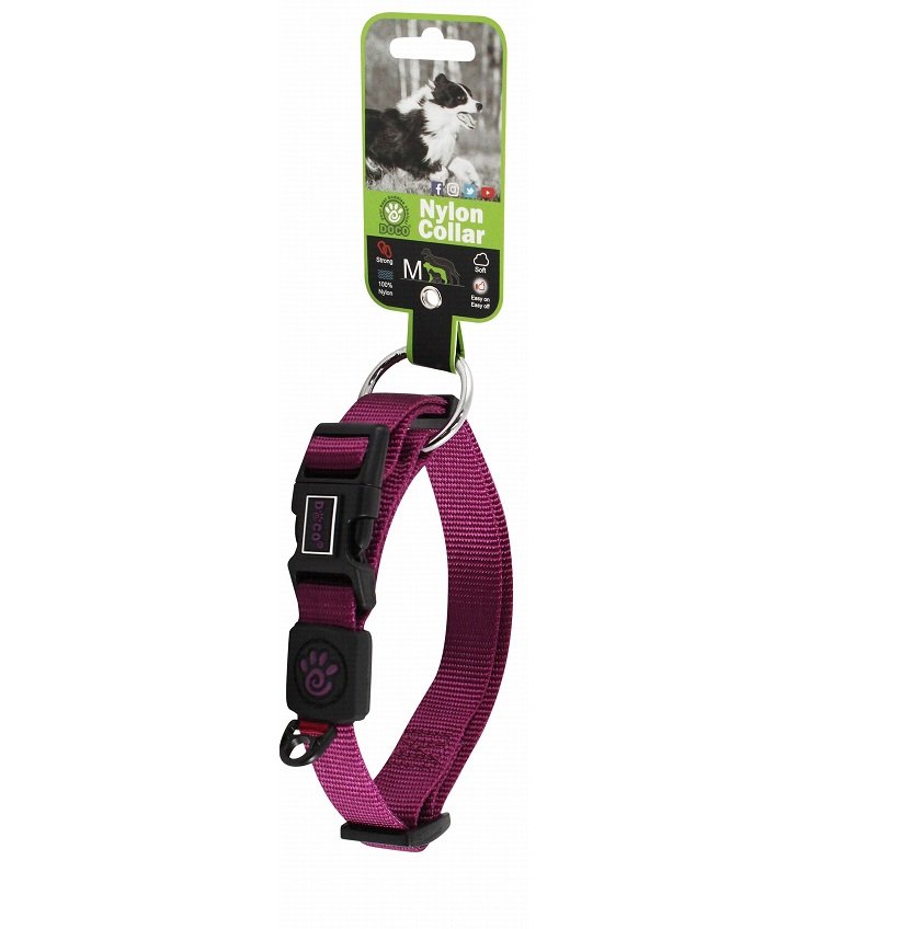 Doco Medium Purple Nylon O-ring Dog Collar 35 to51 in 2 cm