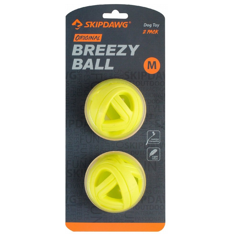 Skipdawg Medium Yellow Breezy Ball Dog Toys