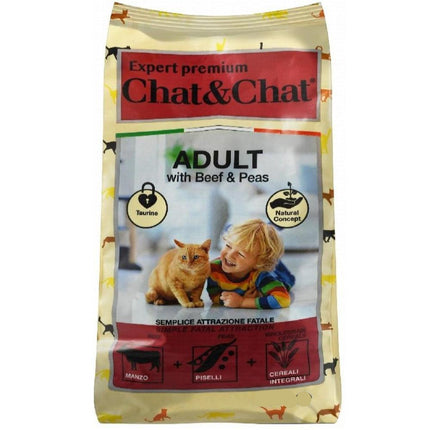 Chat and Chat Dry Food with beef and  Peas for Adult 900gr