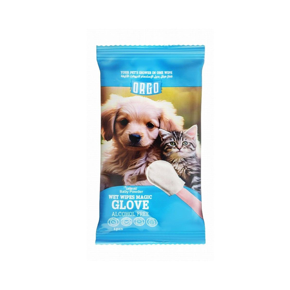 Orgo Pet Wet Wipe Glove Baby Powder Scent 1 wipes