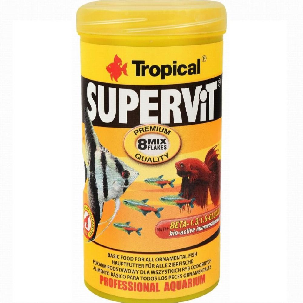 Tropical Supervit Premium Quality 8 Mix Flakes Fish Food 50gm