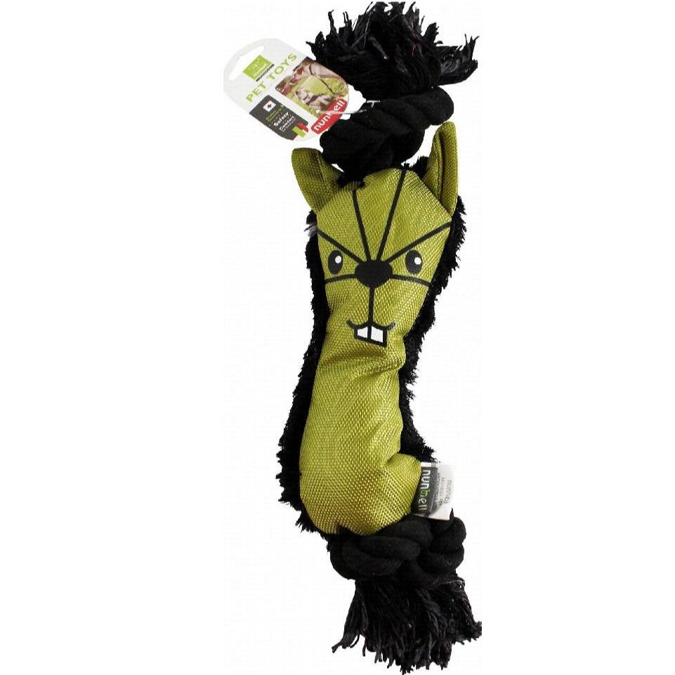 Nunbell Black and Green Animal Shaped Dog Chew Toy with Rope