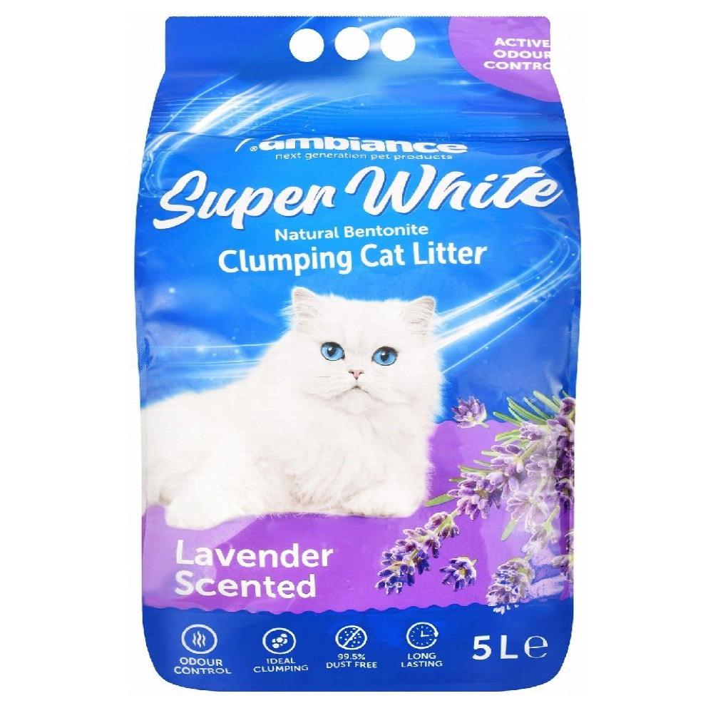 Ambiance White Bentonite Clumping Cat Litter Lavender Scent 5L