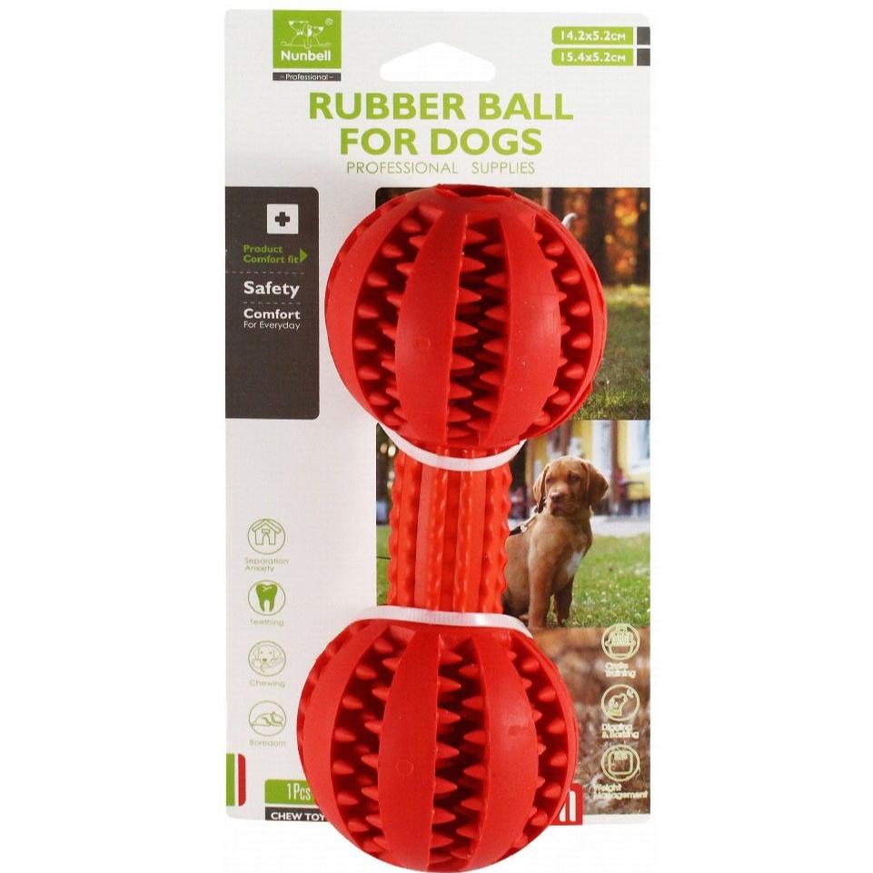 Nunbell Red Rubber Ball Chew Dog Toy