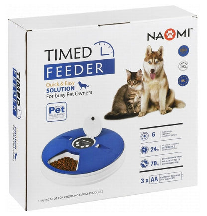 Naomi Blue And White Timed Feeder Pet Bowl