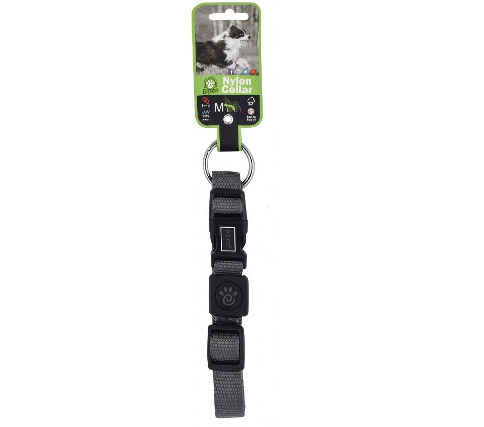 Doco Medium Gray Nylon Dog Collar 35to 51 in 2cm