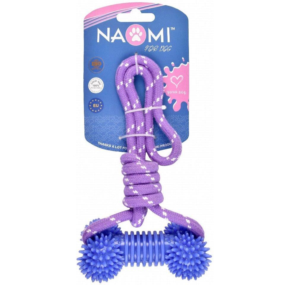 Naomi Blue And Purple Bone Shaped Tug Toy with Rope