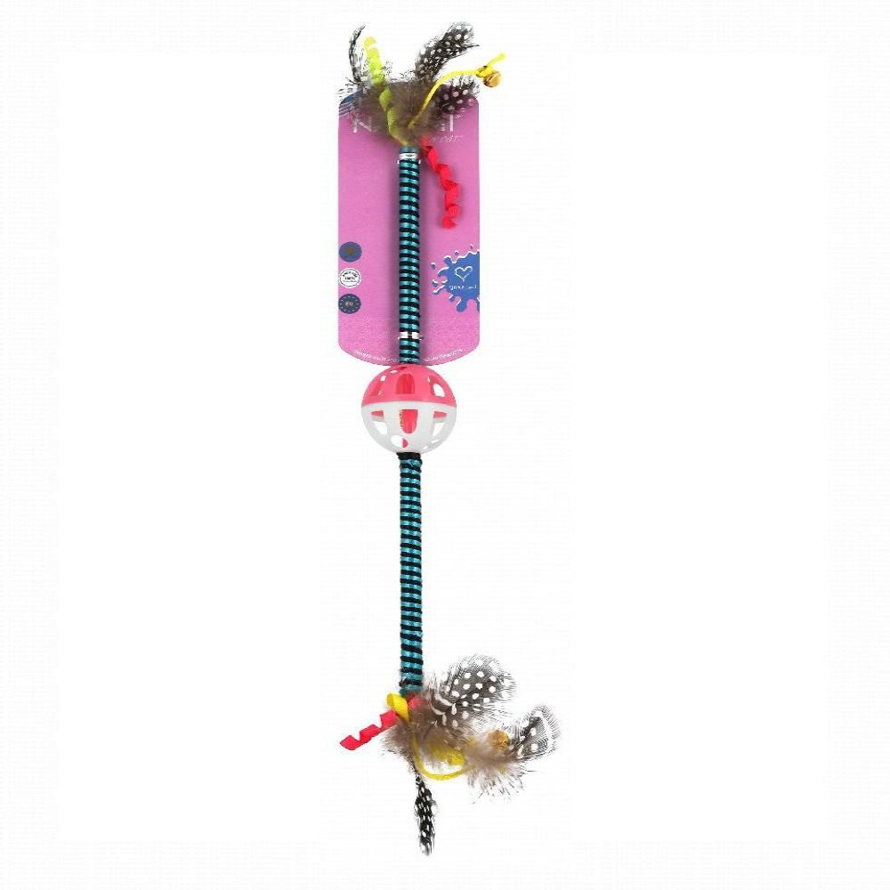 Naomi Multicolored Cat Toy with Ball &amp;amp; Feathers 1pcs