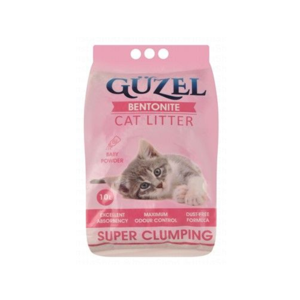 Guzel Bentonite Clumping Cat Litter Baby Powder Scent 10L